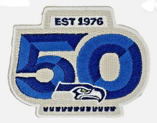Seattle Seahawks 50th Anniversary Embroidered Iron Patch Biaog